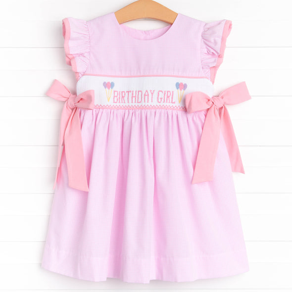 Birthday Girl Smocked Dress, Pink