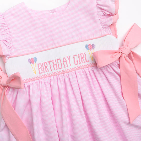 Birthday Girl Smocked Dress, Pink