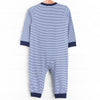 Hudson Hunter Trio Applique Romper, Navy Stripe