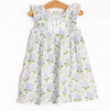 Hydrangea Blooms Muslin Dress, Blue